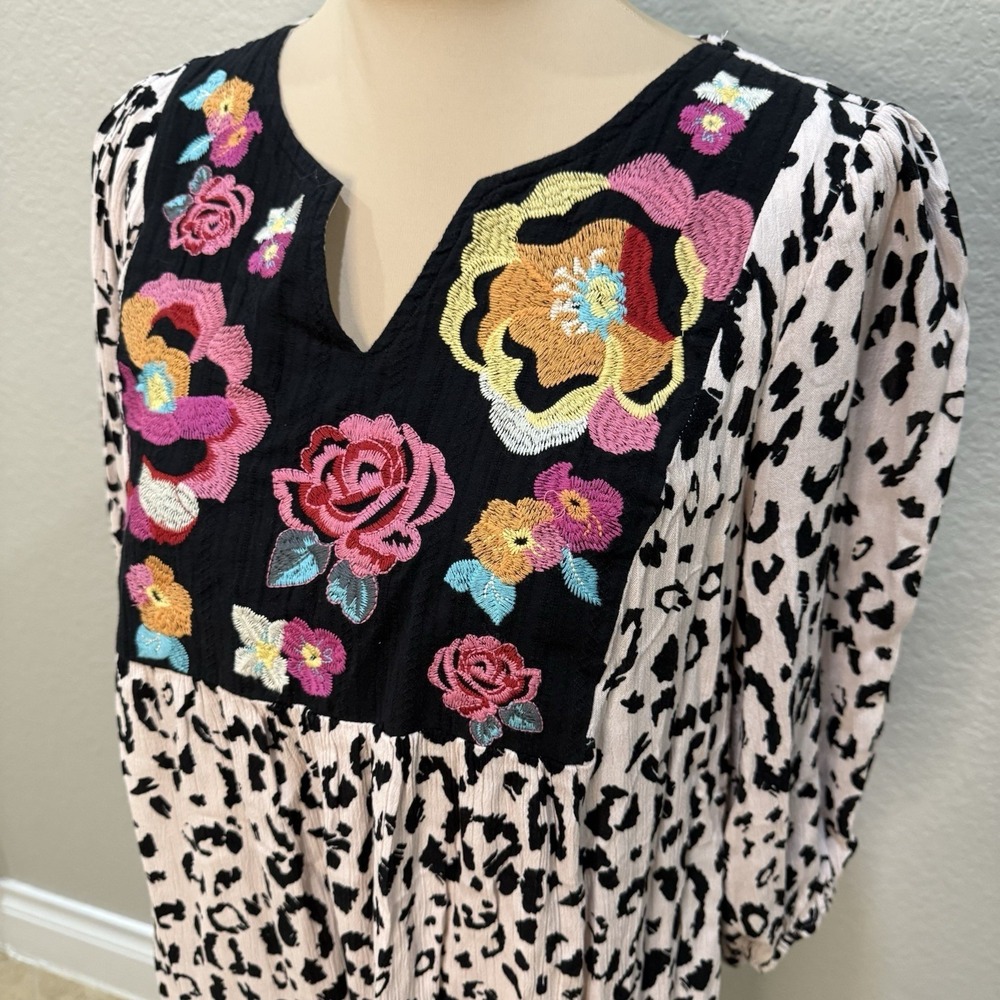 Savanna Jane Peasant Mini Dress/Tunic Sz S Embroidered Boho Cottage‎ Prairie - Picture 5 of 8